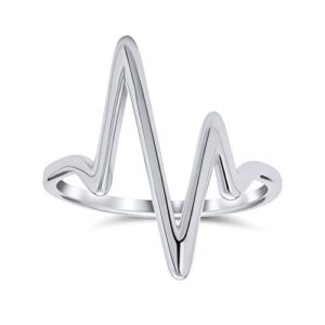 geometric midi knuckle 1mm band stackable chevron lightening bolt heartbeat v ring .925 sterling silver