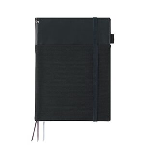 KOKUYO Systemic Synthetic Leather Cover Notebook, with One Semi-B5, B 6mm Ruled, 35 Lines, 40 Sheets, Twin Ring Edge Title Notebook, Black, Japan Import (NO-V683B-D)