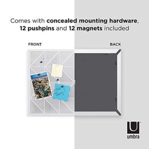 Umbra Trigon, Wall Mounted Bulletin Board, Magnetic Board, and Message Board, White