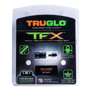 TRUGLO TFX Handgun Sight | Durable Shock-Resistant Compact Brightly Glowing Tritium & Fiber-Optic Xtreme Day/Night Sight, Compatible with Ruger SR Handguns