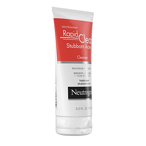 Neutrogena Rapid Clear Stubborn Acne Face Wash with 10% Benzoyl Peroxide Acne Treatment Medicine, Daily Facial Cleanser to Reduce Size and Redness of Acne, Benzoyl Peroxide Acne Face Wash, 5 Fl Oz