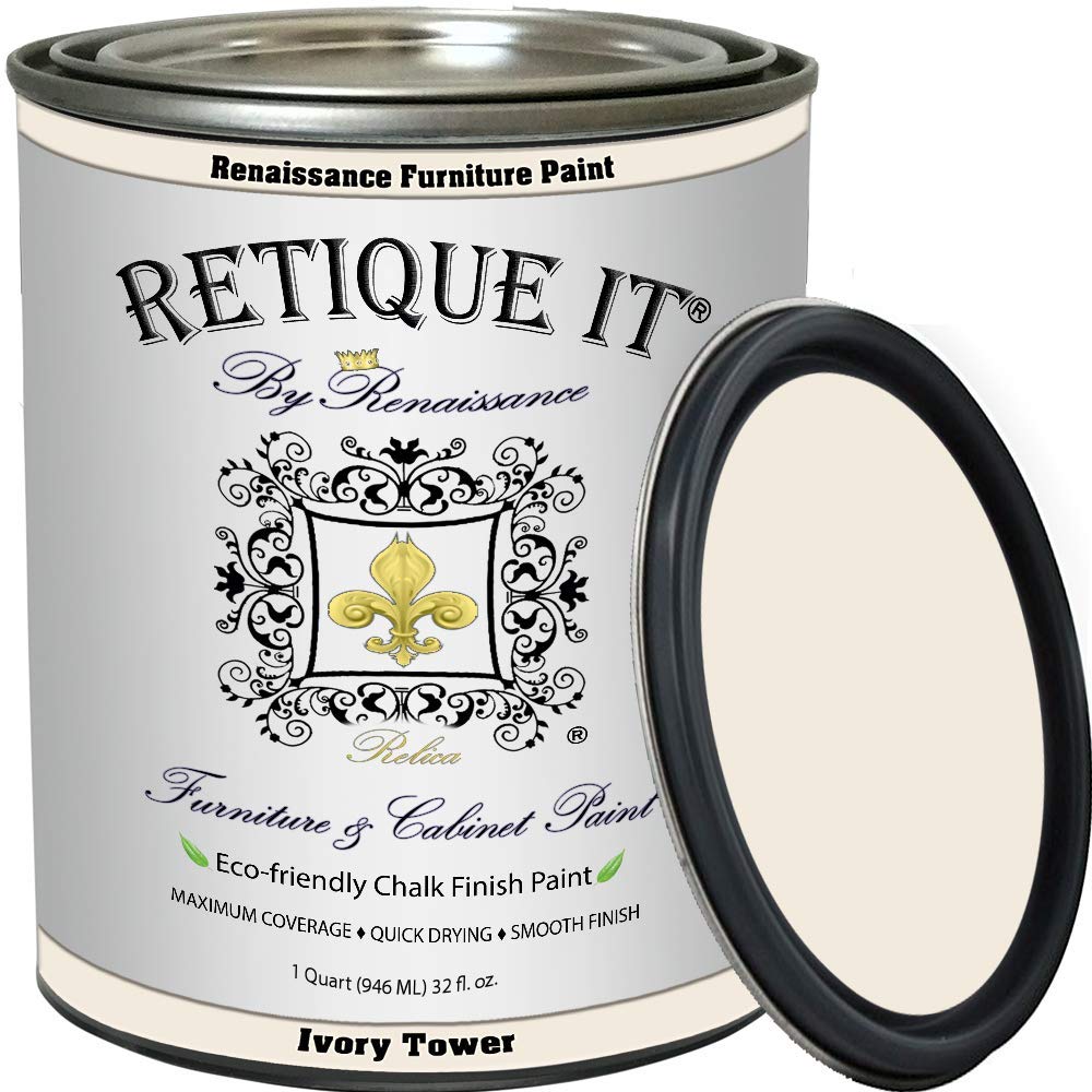 Retique It Chalk Furniture Acrylic Paint by Renaissance DIY, 32 oz (Quart), 32 Fl Oz, White