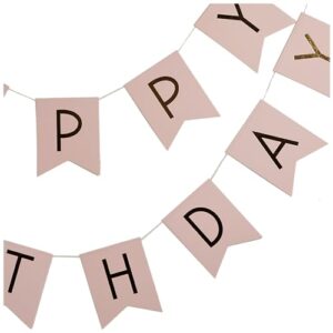 Ginger Ray Pastel Perfection and Gold Foiled Happy Birthday Bunting Banner, Pink, Hanging Bunting Banner