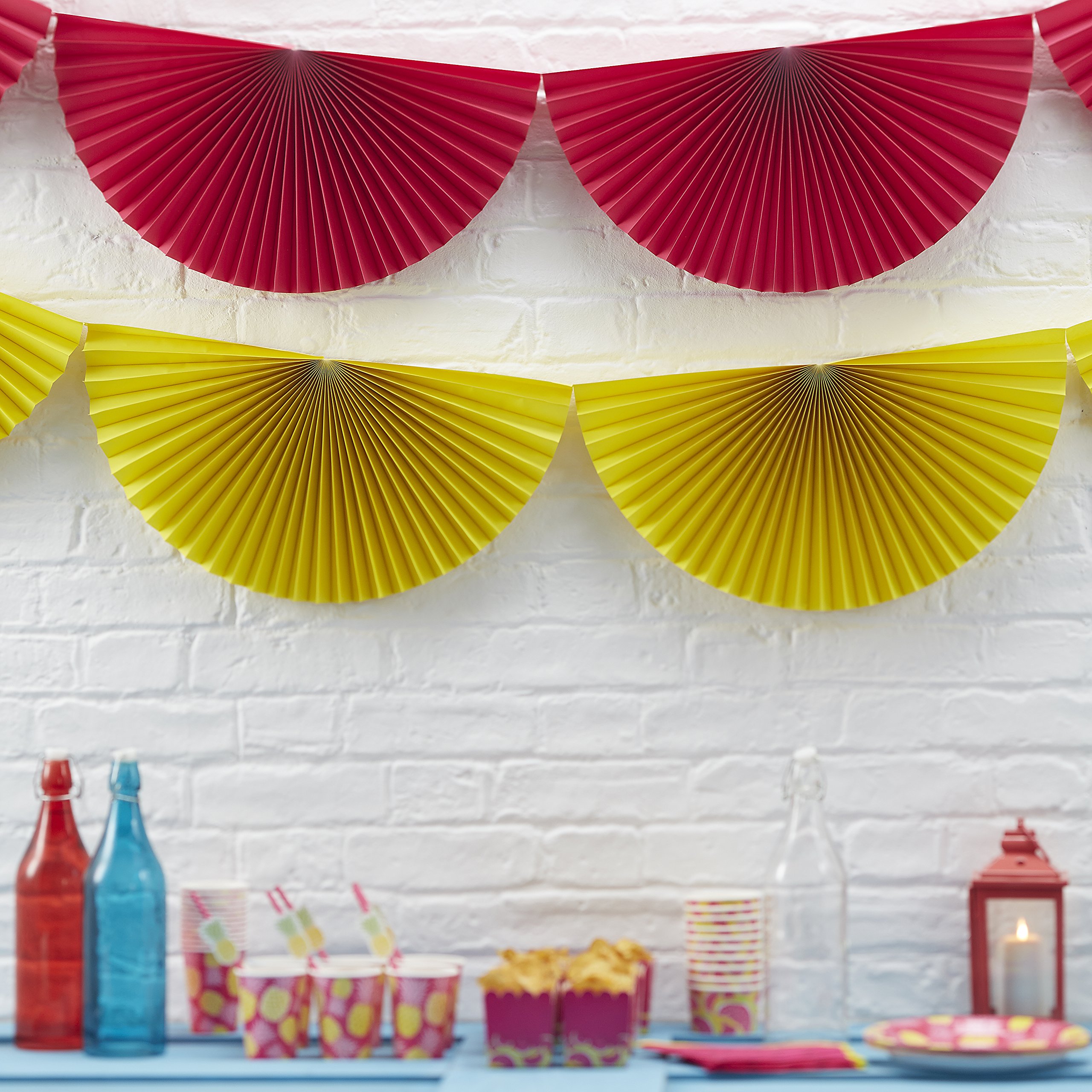 Ginger Ray Summer Fruits Hanging Fan Decoration Paper Bunting, Yellow