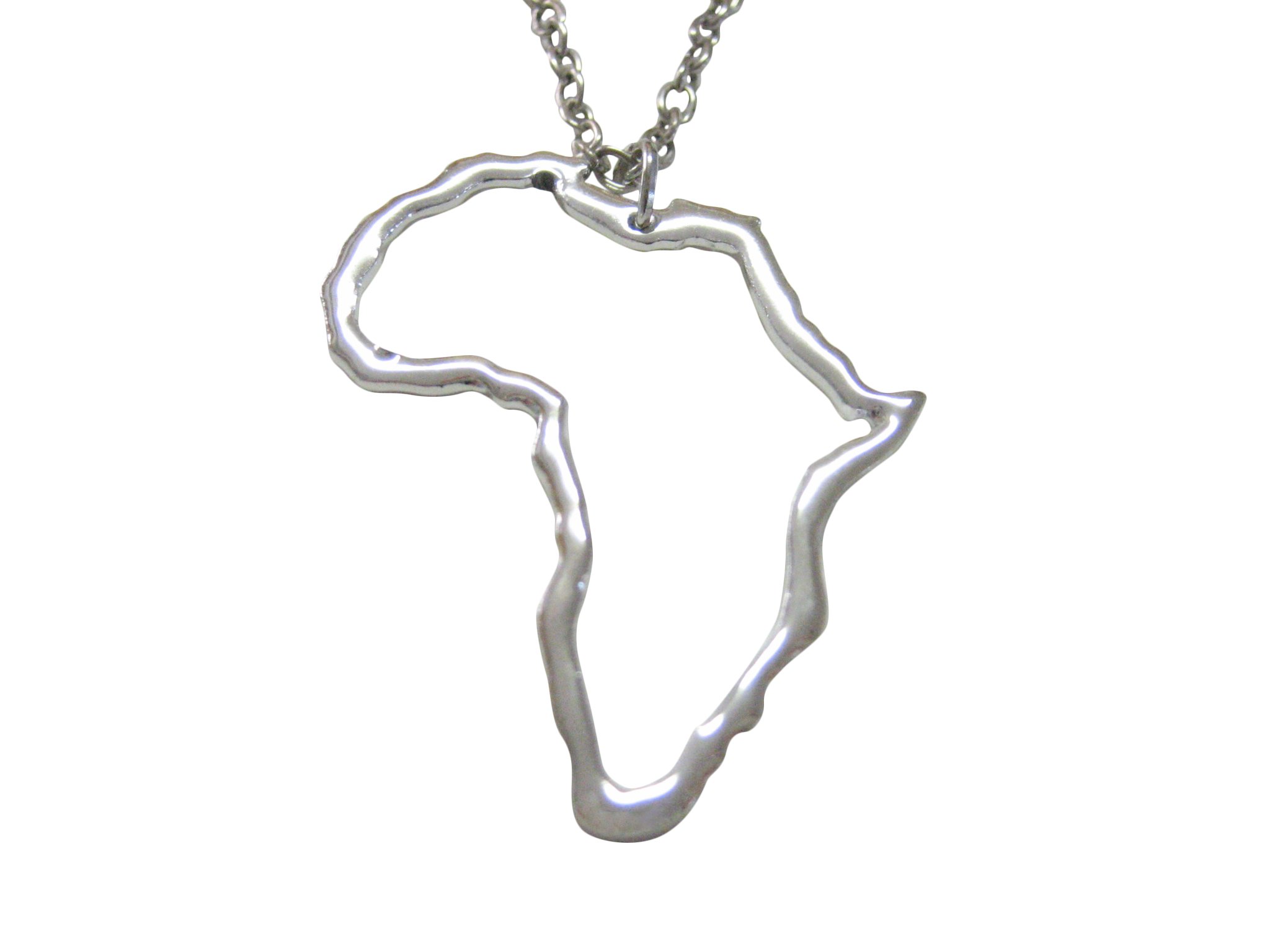 Kiola Designs Silver Toned Africa Map Outline Pendant Necklace