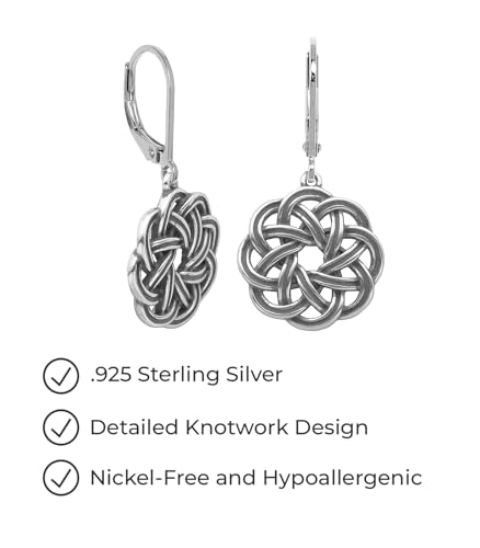 Amazon Essentials Sterling Silver Oxidized Celtic Knot Leverback Dangle Earrings (previously Amazon Collection)