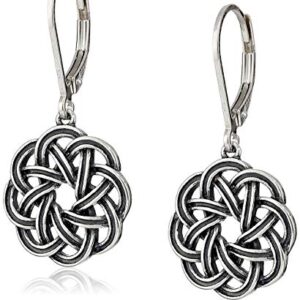 Amazon Essentials Sterling Silver Oxidized Celtic Knot Leverback Dangle Earrings (previously Amazon Collection)