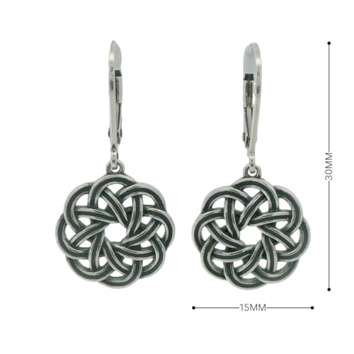 Amazon Essentials Sterling Silver Oxidized Celtic Knot Leverback Dangle Earrings (previously Amazon Collection)