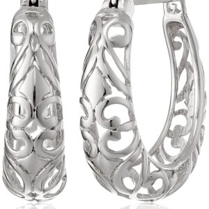 Amazon Essentials Sterling Silver Filigree Round Hoop Earrings (previously Amazon Collection)