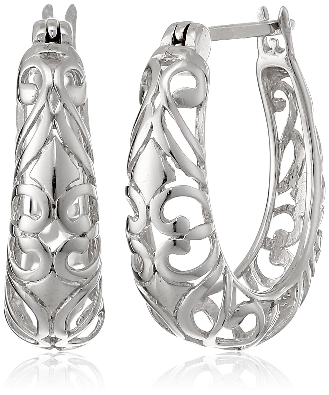 Amazon Essentials Sterling Silver Filigree Round Hoop Earrings (previously Amazon Collection)