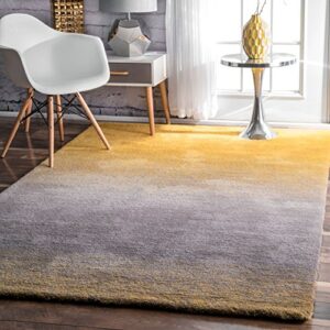 nuloom handmade ombre shag area rug, 8x10, yellow