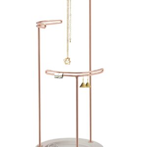 Umbra Tesora 3-Tier Jewelry Stand, Earring Holder, Accessory Organizer and Display, Concrete/Copper