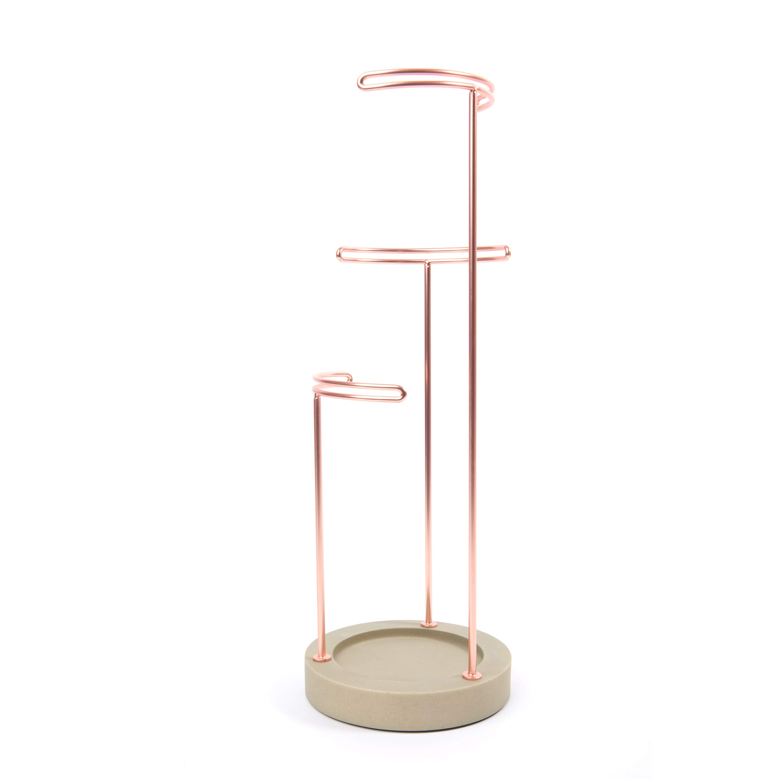 Umbra Tesora 3-Tier Jewelry Stand, Earring Holder, Accessory Organizer and Display, Concrete/Copper