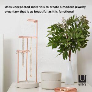 Umbra Tesora 3-Tier Jewelry Stand, Earring Holder, Accessory Organizer and Display, Concrete/Copper