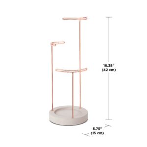 Umbra Tesora 3-Tier Jewelry Stand, Earring Holder, Accessory Organizer and Display, Concrete/Copper