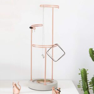 Umbra Tesora 3-Tier Jewelry Stand, Earring Holder, Accessory Organizer and Display, Concrete/Copper