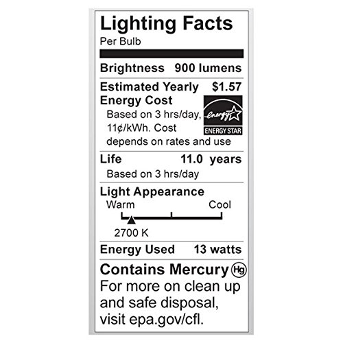 SATCO S7217 13 Watt 120 Volt Mini Spiral Compact Fluorescent Bulb; 2700K; E26 Medium Base (12 CFL Light Bulbs)