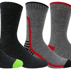 Grey Wolf Men’s Heavyweight Thermal Comfort Hiker Crew Length Sock size 10-13 Assortment #1 six pack