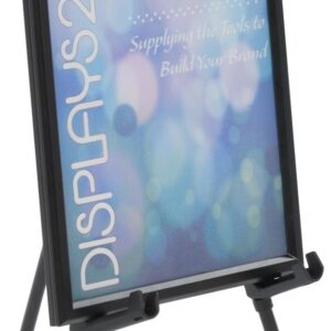 Displays2go Tabletop Easel, for Art Frames or Books, 14" Tall, Adjustable Bar (Black Metal)