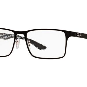 Ray-Ban RX8415 Rectangular Prescription Eyeglass Frames, Matte Black On Black/Demo Lens, 55 mm