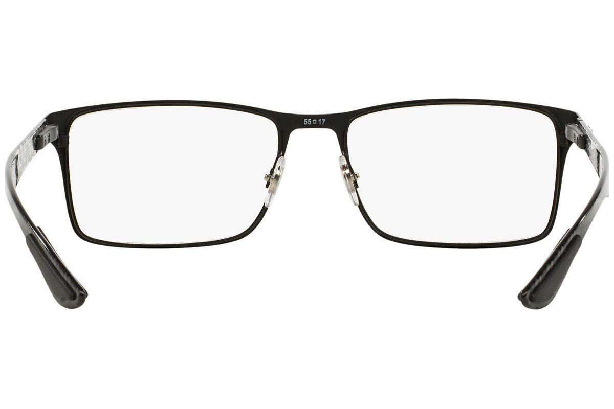 Ray-Ban RX8415 Rectangular Prescription Eyeglass Frames, Matte Black On Black/Demo Lens, 55 mm