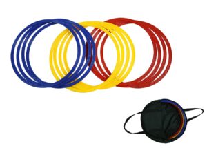 trademark innovations speed & agility training rings - set of 12 - 16" diameter - with carrycase - (multicolor)