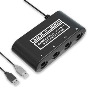 pdobq Gamecube Controller Adapter for Nintendo Switch Gamecube Adapter, Super Smash Bros Gamecube Adapter for Wii u/Switch/PC USB, Support 4 Gamecube Controller and 180cm Long Data Cable