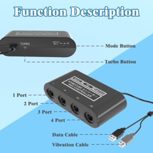 pdobq Gamecube Controller Adapter for Nintendo Switch Gamecube Adapter, Super Smash Bros Gamecube Adapter for Wii u/Switch/PC USB, Support 4 Gamecube Controller and 180cm Long Data Cable