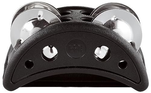 Meinl Percussion Compact Foot Tambourine with Stainless Steel Jingles-NOT Made in China-Accompaniment for Cajon Gigs, 2-Year Warranty, Black (CFJS2S-BK)