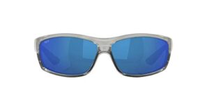 costa del mar mens saltbreak rectangular sunglasses, silver/grey blue mirrored polarized-580p, 65 mm