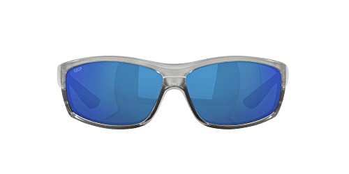 Costa Del Mar Mens Saltbreak Rectangular Sunglasses, Silver/Grey Blue Mirrored Polarized-580P, 65 mm