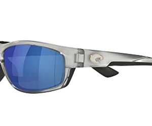 Costa Del Mar Mens Saltbreak Rectangular Sunglasses, Silver/Grey Blue Mirrored Polarized-580P, 65 mm