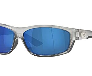 Costa Del Mar Mens Saltbreak Rectangular Sunglasses, Silver/Grey Blue Mirrored Polarized-580P, 65 mm