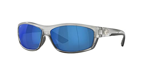 Costa Del Mar Mens Saltbreak Rectangular Sunglasses, Silver/Grey Blue Mirrored Polarized-580P, 65 mm