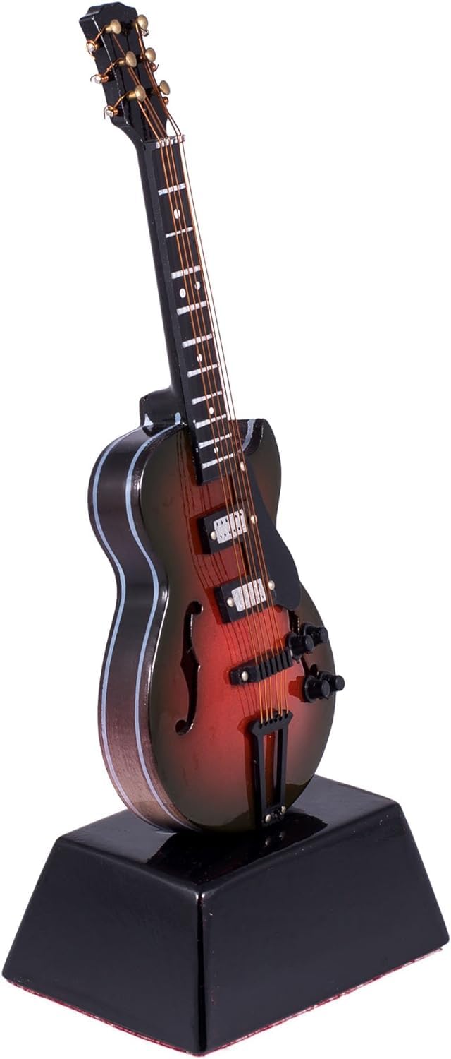 Broadway Gift Electric Guitar Music Instrument Miniature Replica on Stand - Size 6 in.