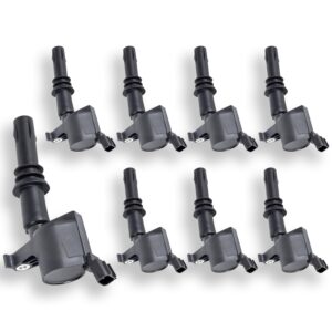 ena set of 8 straight boot ignition coil pack compatible with ford lincoln expedition explorer f-150 super duty mustang mountaineer 4.6l 5.4l 6.8l replacement for dg511 c1541 fd508