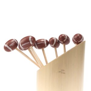 BambooMN 4.7"Decorative Sports Ball End Bamboo Cocktail Fruit Sandwich Picks Skewers for Catered Events, Holiday's, Restaurants or Buffets Party Supplies, Football, 100 pcs