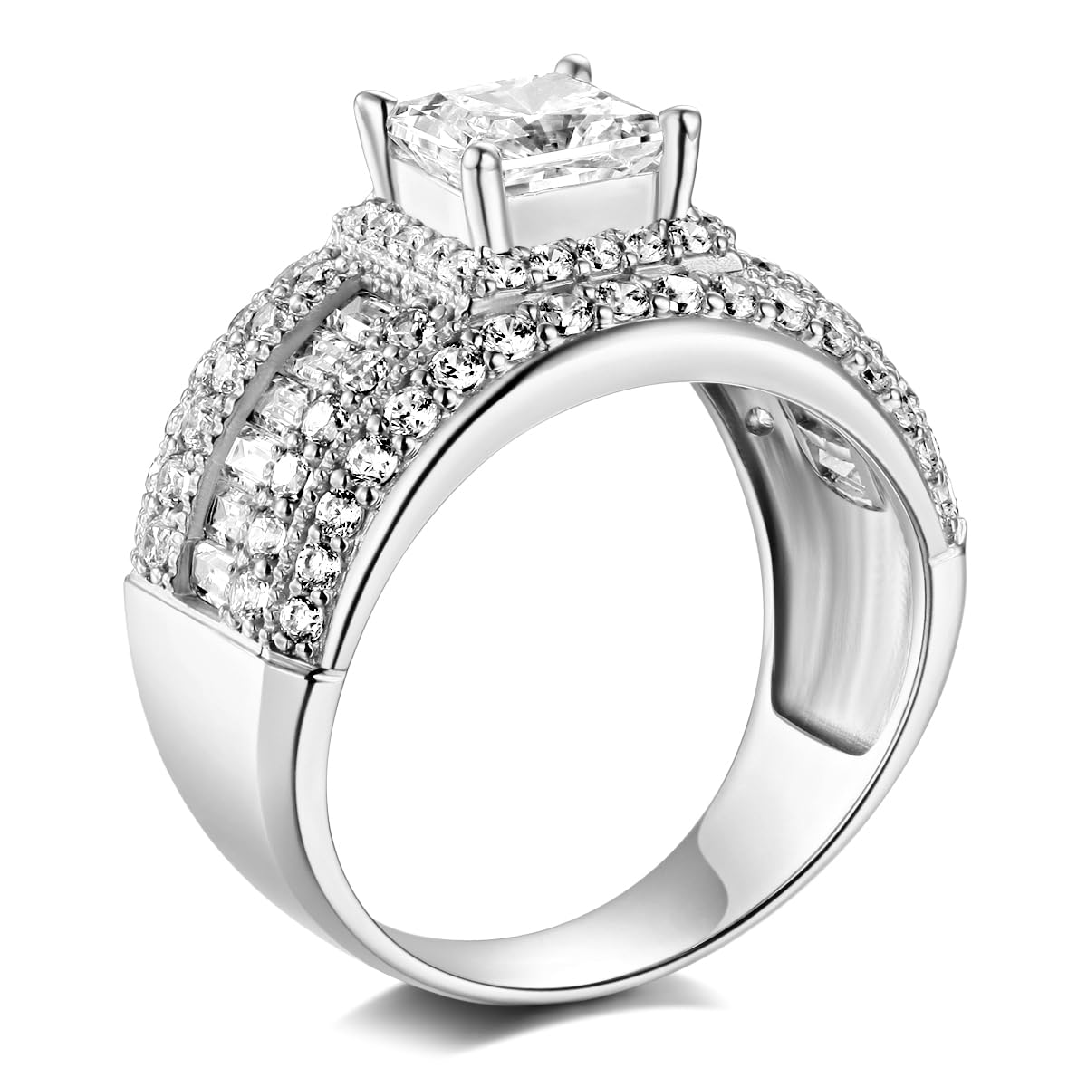 14k White Gold SOLID Wedding Engagement Ring - Size 4