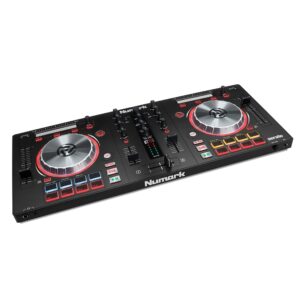 numark mixtrack pro 3 | all in one 2 deck dj controller for serato dj including an on board audio interface, 5 inch high resolution jog wheels and serato dj intro & prime loops remix tool kit