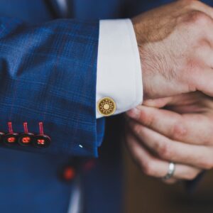 Cuff Links Mens, Cufflinks for Men, Men's Cuff Links for Wedding, Business, Father's Day, Gift for Men, 18K Gold Plated with Luxury Wooden Gift Box