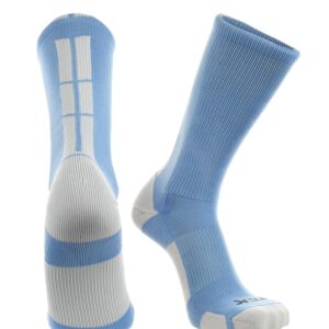 TCK Baseline 3.0 Athletic Crew Socks (Columbia Blue/White, Large)