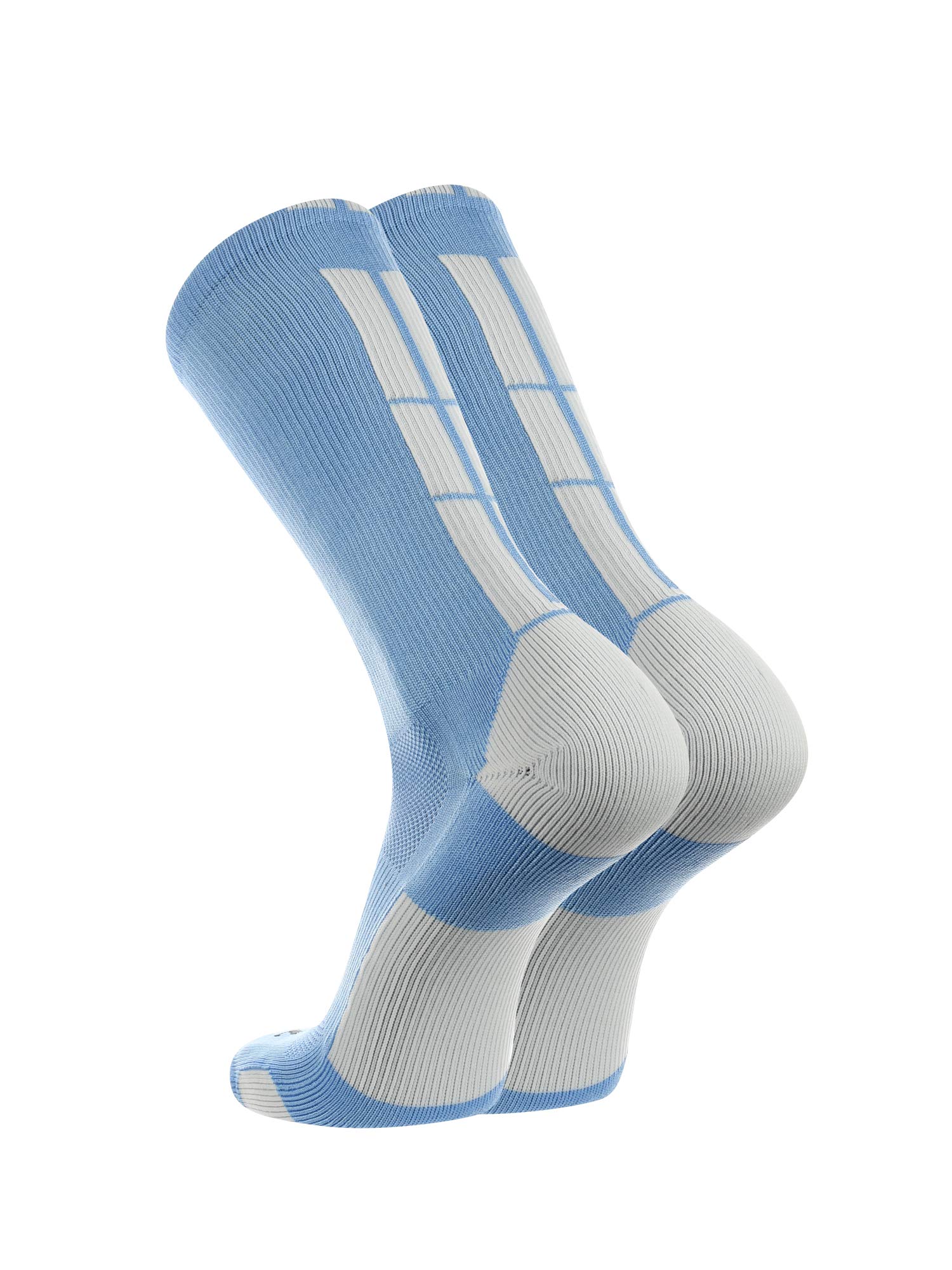 TCK Baseline 3.0 Athletic Crew Socks (Columbia Blue/White, Large)