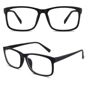 happy store cn12 casual fashion basic square frame clear lens eye glasses for women men matte black