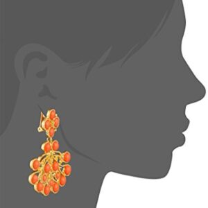 Kenneth Jay Lane Gold and Coral Cabochon Clip-On Earrings