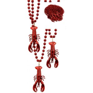 mardi gras beads with crawfish medallion - 33" [24 pieces] - product description - beaded necklace with a crawfish medallion. this red color necklace is a great addition to mardi gras celebrations. size: 33" 3 per card all sales final, no return ...