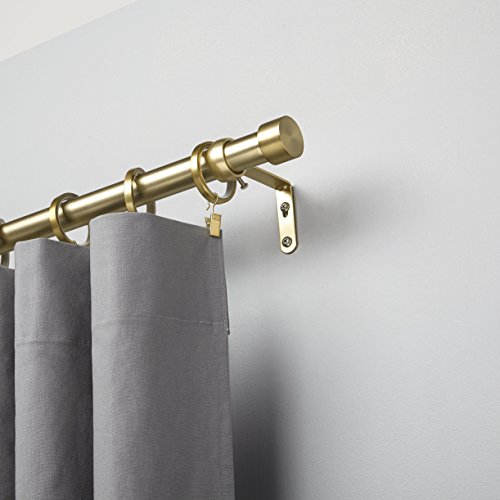 Umbra Cappa Curtain Rod – 1-Inch Drapery Rod Extends from 36 to 66 Inches, Includes 2 Matching Finials, Brackets & Hardware, Brass