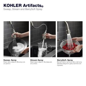 KOHLER Artifacts Pull Down Kitchen Faucet, Kitchen Sink Faucet with Pull Down Sprayer, Oil-Rubbed Bronze, K-99259-2BZ