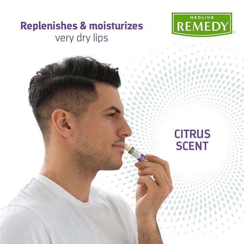 Medline Remedy Clinical Lip Balm, 3 Count, Citrus Scent, Moisturizing, Hydrating, Nourish, Nutrient Rich, Soothing Natural Oils, Revitalize, Comforting, Skin Conditioners, 0.15 oz Stick