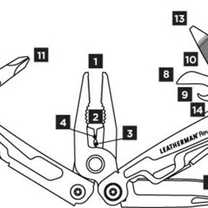 LEATHERMAN, Rev Pocket Size Multitool with Package Opener and Screwdrivers, Stainless Steel with Nylon Sheath