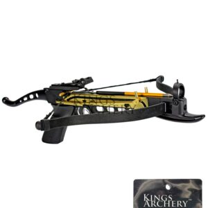 KingsArchery Pistol Crossbow Self-Cocking 80 LBS with Adjustable Sights and a Total of 63 Aluminim Arrow Bolt Set